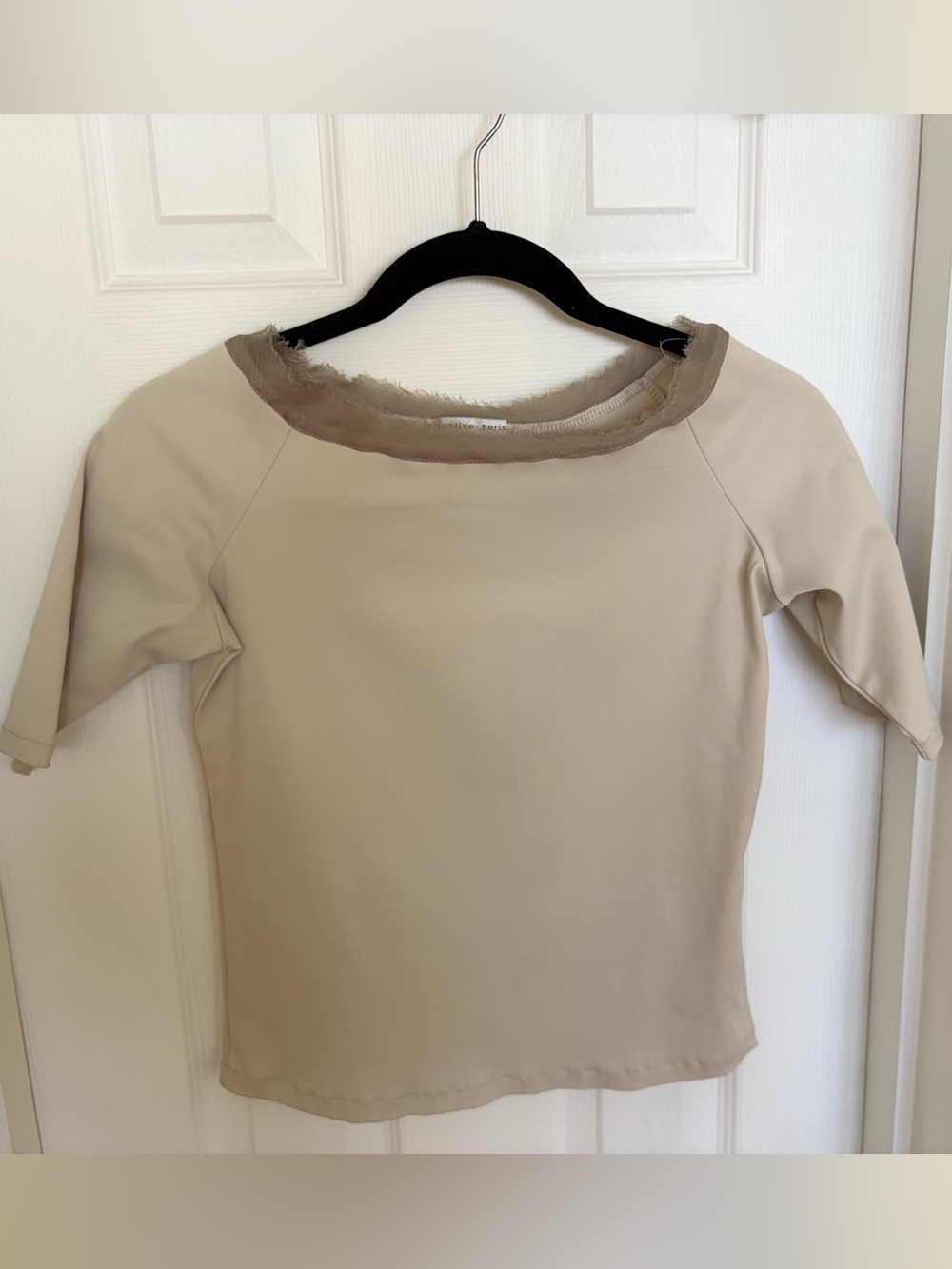 Pascline Paris Short-Sleeve Women’s Top with Raw-Edge Neckline